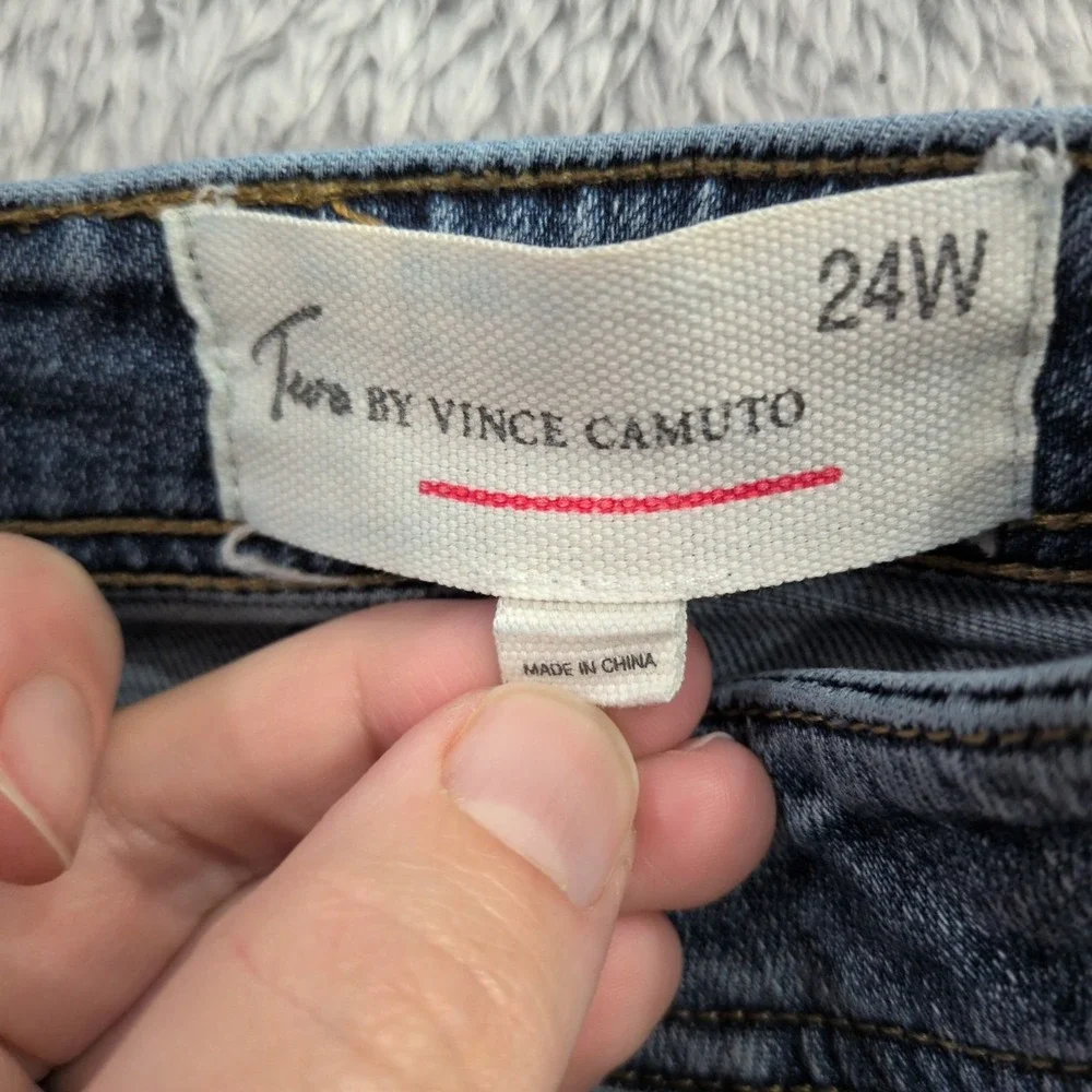Two By Vince Camuto Denim Skirt Women's 24W Medium Wash Button Front Knee Length